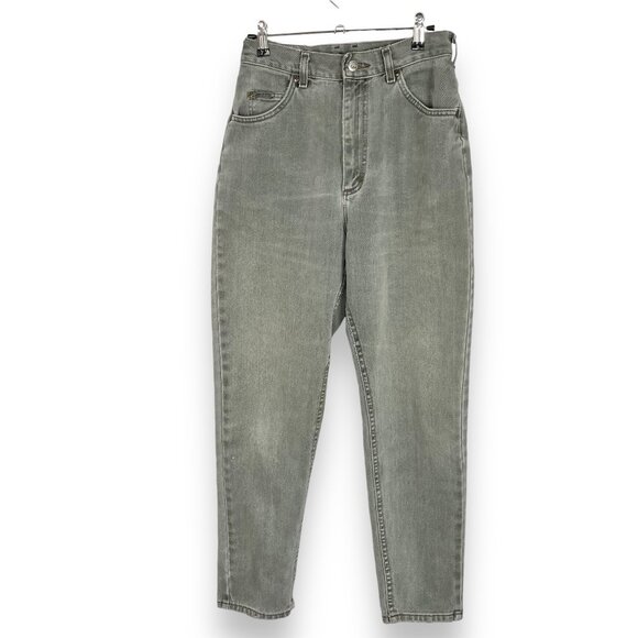 Vintage 90s Lee Jeans Faded Green Tapered Leg Mom Jeans Grunge Neutral Denim - Picture 1 of 15